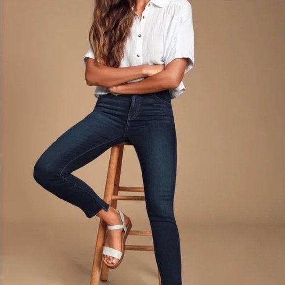 Pistola Aline High Rise Dark Wash Cropped Skinny Jeans sz25 - Picture 3 of 15